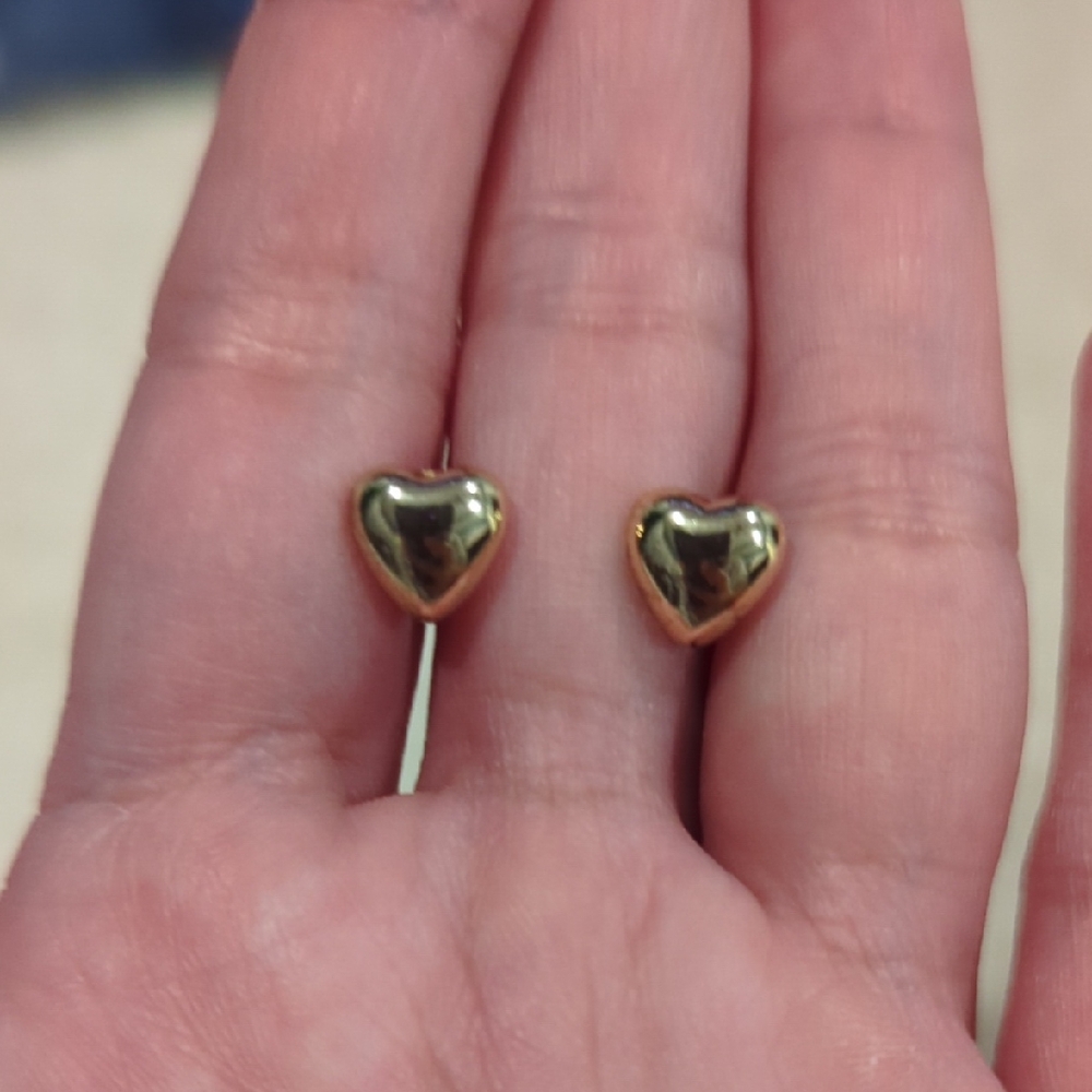 Gold Tone Heart Stud Earrings